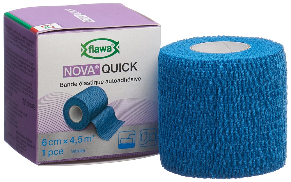 FLAWA Quick kohäsive Reissbinde 6cmx4.5m blau 1 Stk