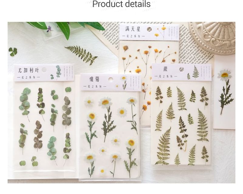 Kumi Fanchant - Transparante stickers met bloemen/planten - 6 soorten