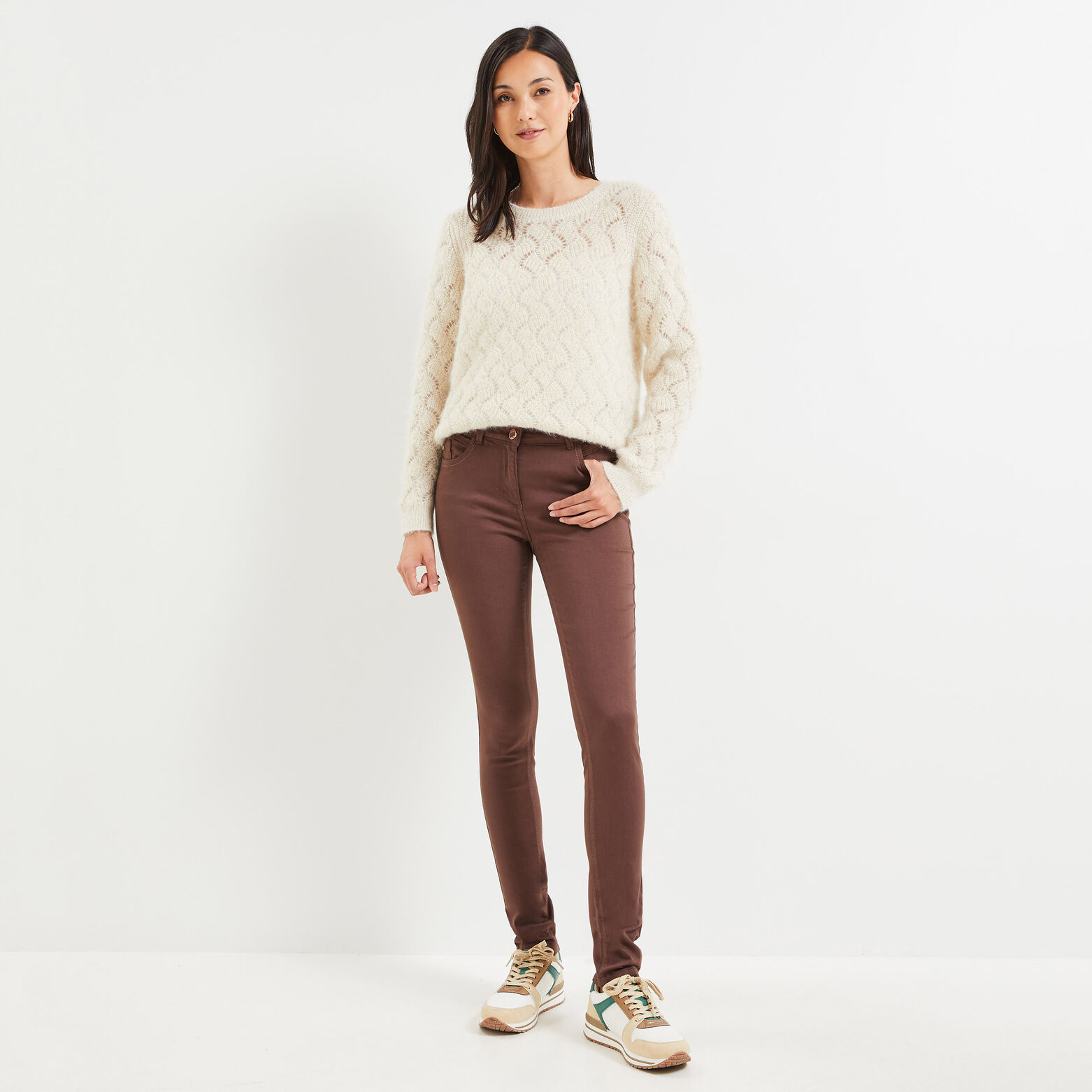 Pull maille ajourée femme