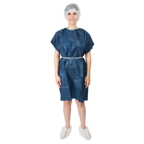 Kit d'opéré complet (blouse SMS bleu foncé manches courtes, charlotte PLP blanc, surchaussures PLP blanc, slip PLP bleu foncé) taille enfant PROP