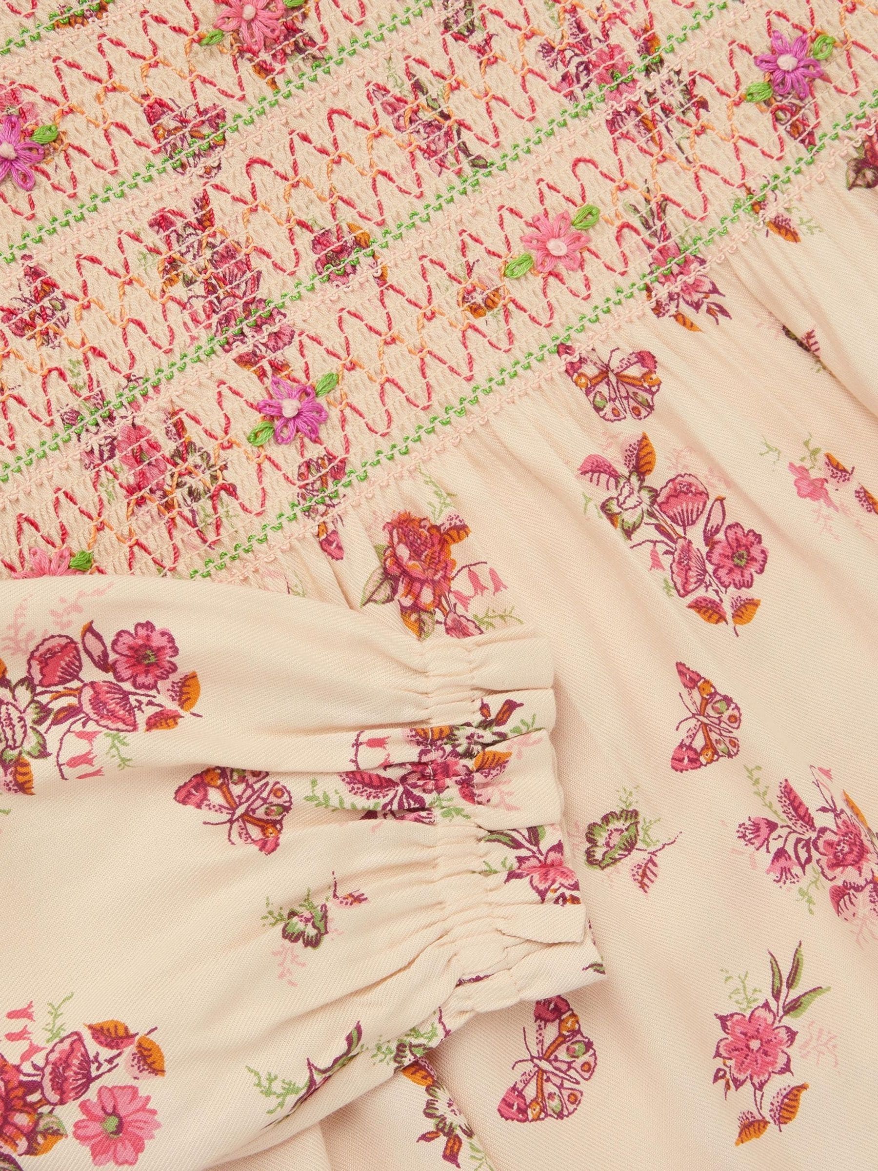 Monsoon Butterfly Floral Smocked Blouse