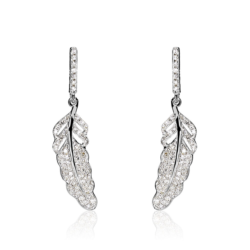 Boucles D'oreilles Puces Or Blanc Diamant