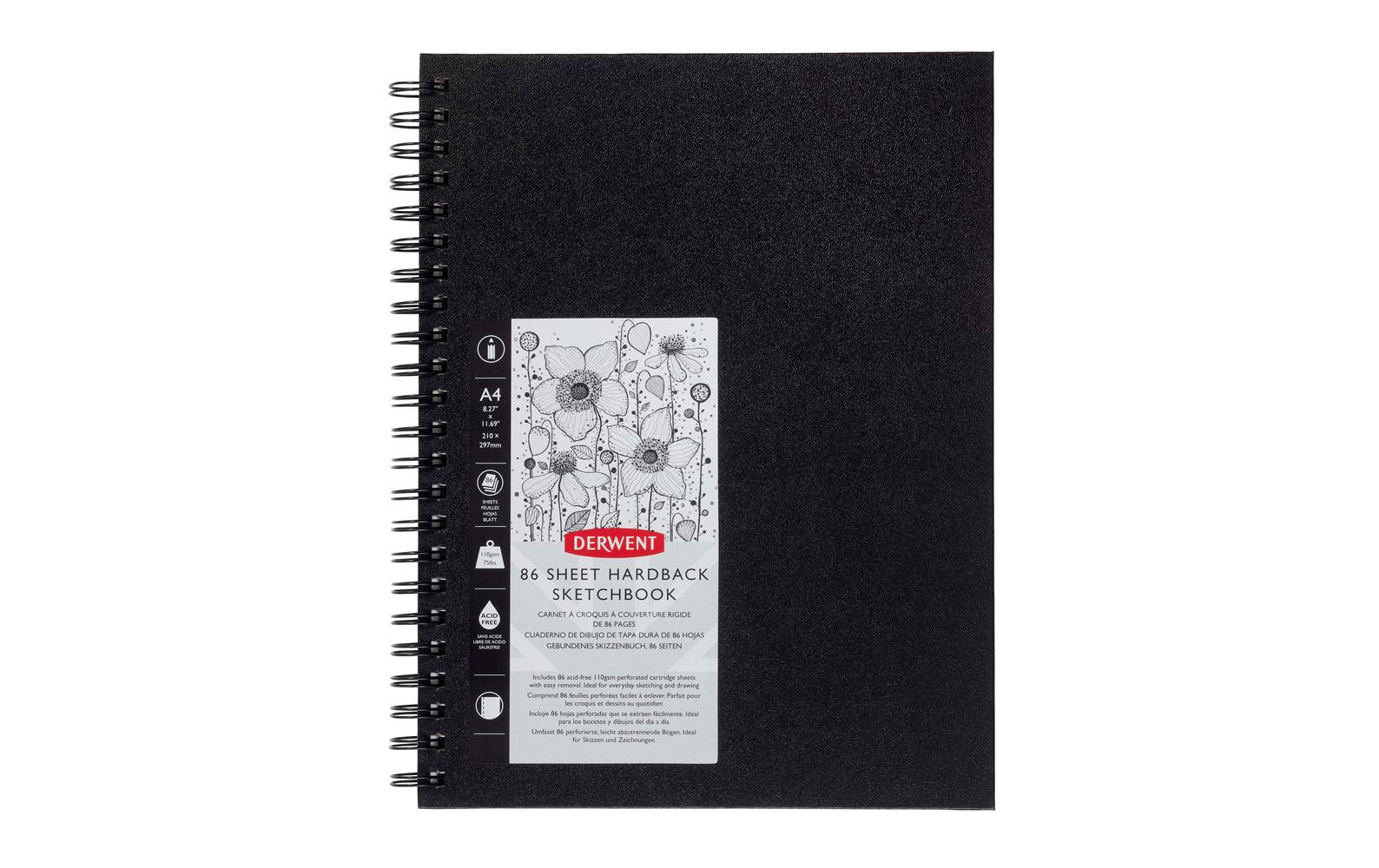 Hardcover-Skizzenbuch, DIN-A4, Hochformat, 86 BlattHardcover-Skizzenbuch, A4 Hochformat, Sketch-Buch zum Zeichnen & Schreiben, 86 Blatt, Säurefreies Papier, spiralgebunden, Professionelle Qualität, 2301607