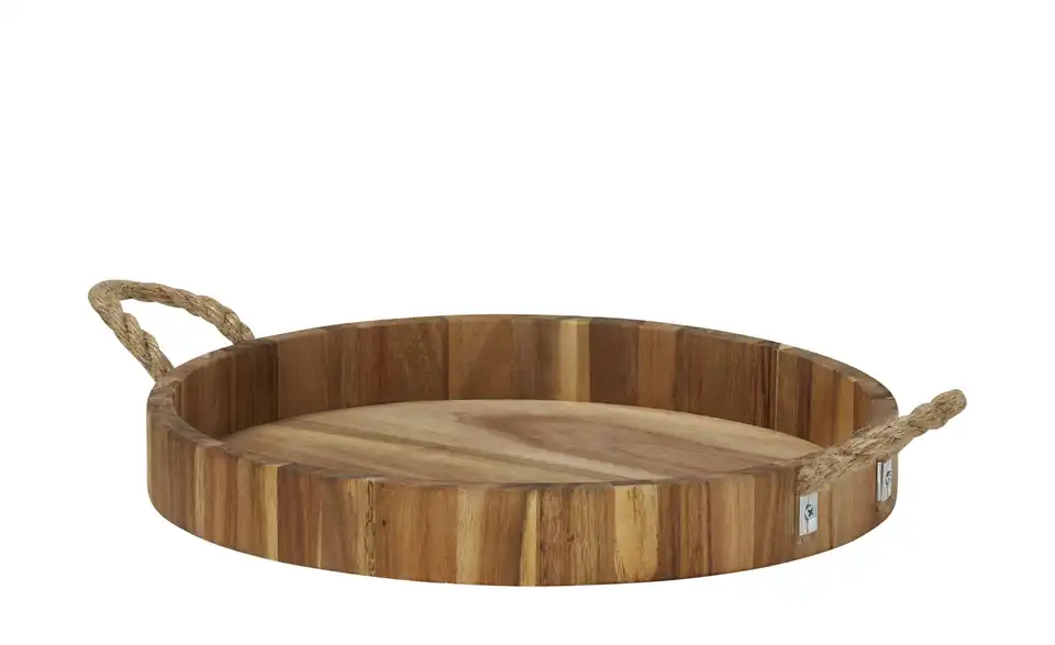 KHG Tablett rund mit Seilgriffen Rund, mit Seilgriffen