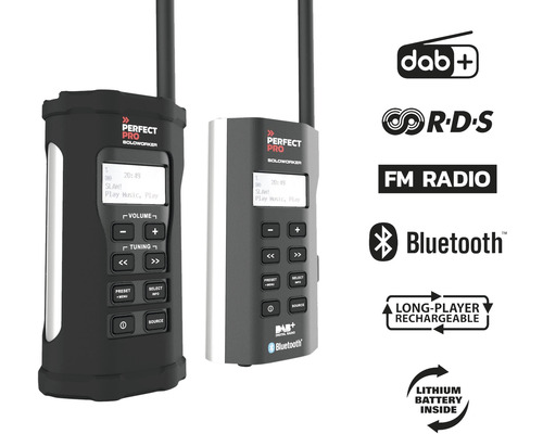 Bouwplaatsradio PerfectPro Soloworker DAB+, Bluetooth