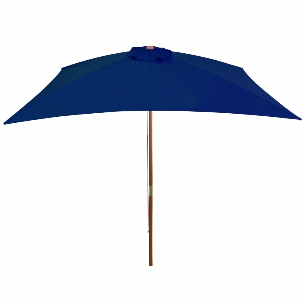 Parasol d'extérieur avec mât en bois 200 x 300 cm bleu