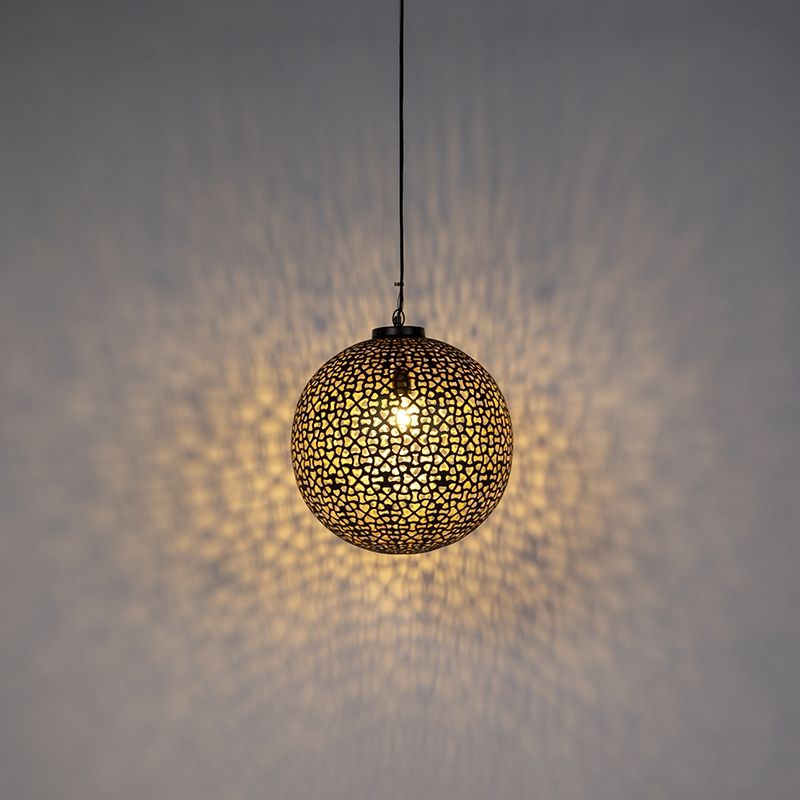 Oosterse hanglamp zwart met goud 45 cm - Radiante