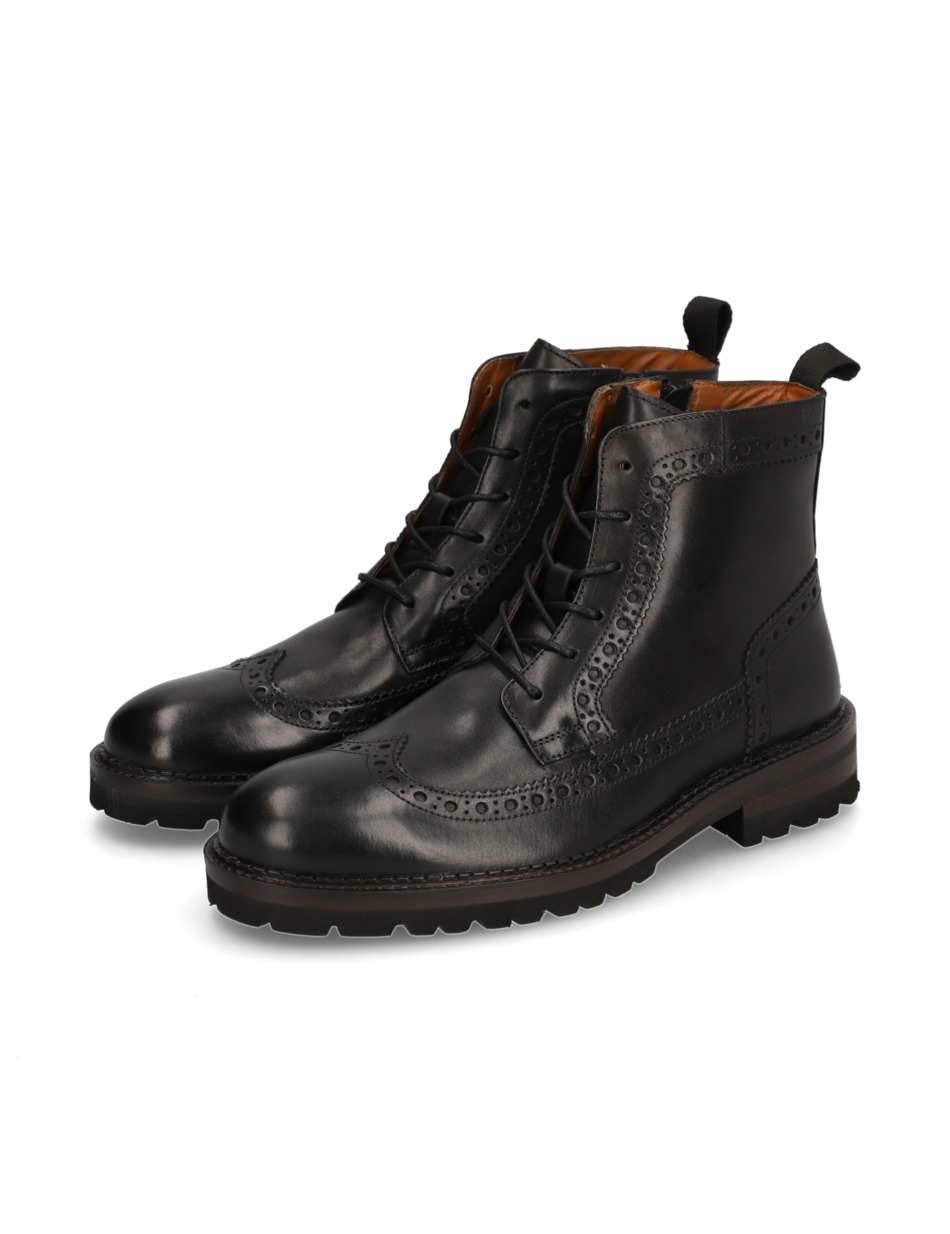 Glattleder Schnürstiefelette
