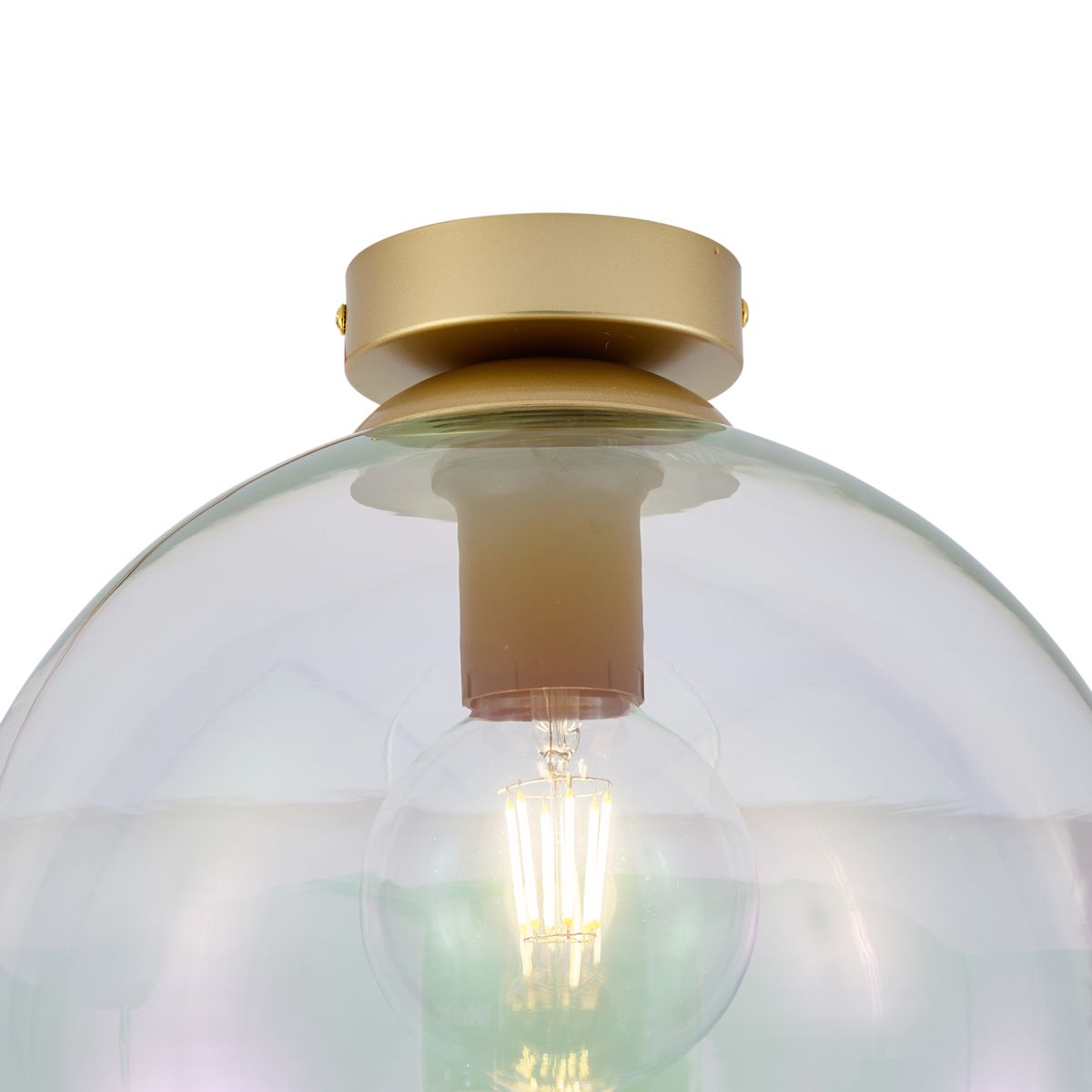 Art Deco plafondlamp goud met regenboog glas - Sandra