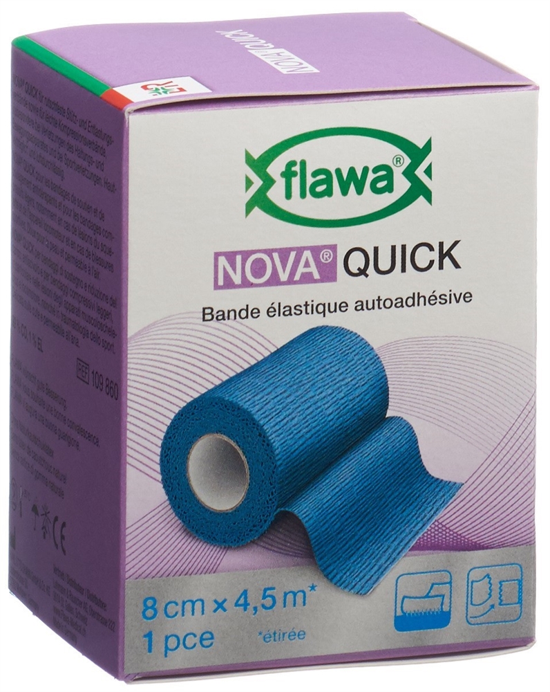 FLAWA Quick kohäsive Reissbinde<br>1 Stück, 8cmx4.5m, blau