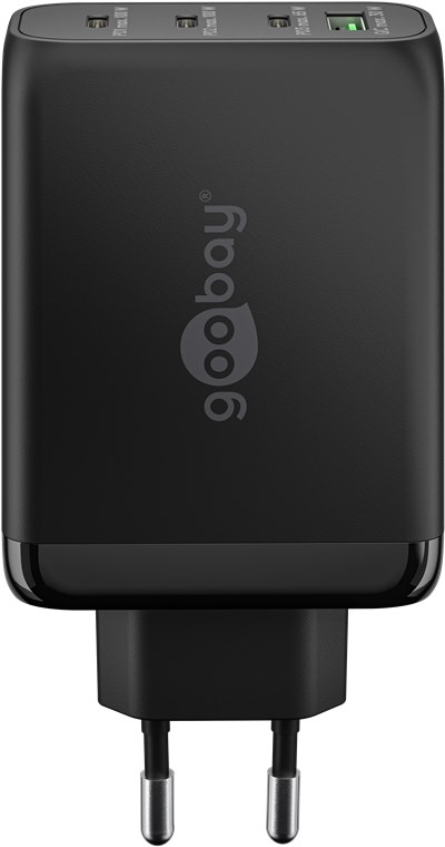 (100W) USB A / 3x USB C GaN Ladegerät Netzteil Power Delivery 3.0 / Quick Charge (65555) - Schwarz