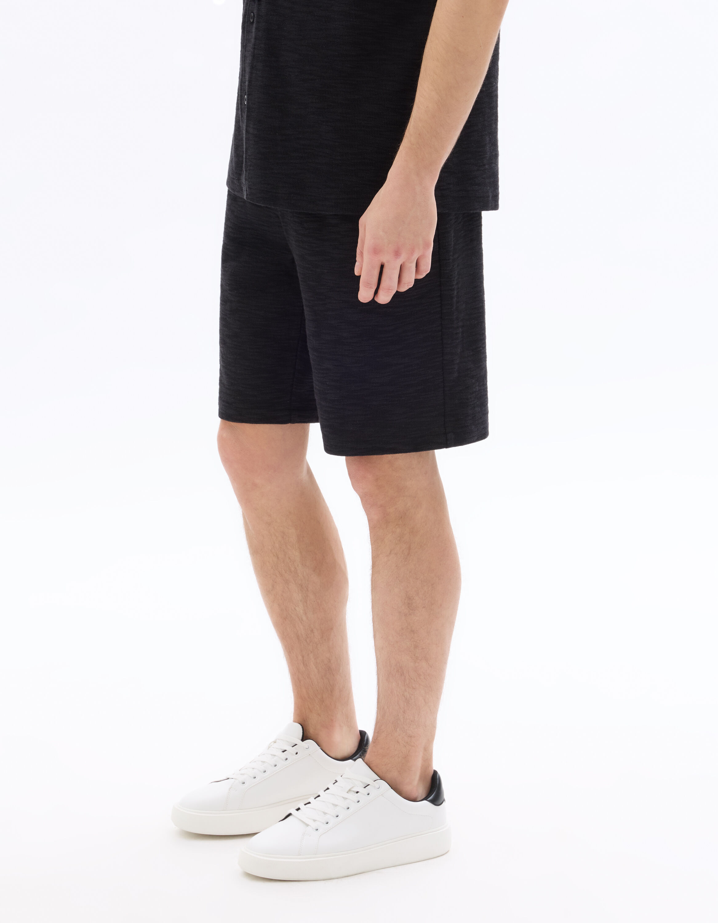 Bermuda regular effet bouclette - noir