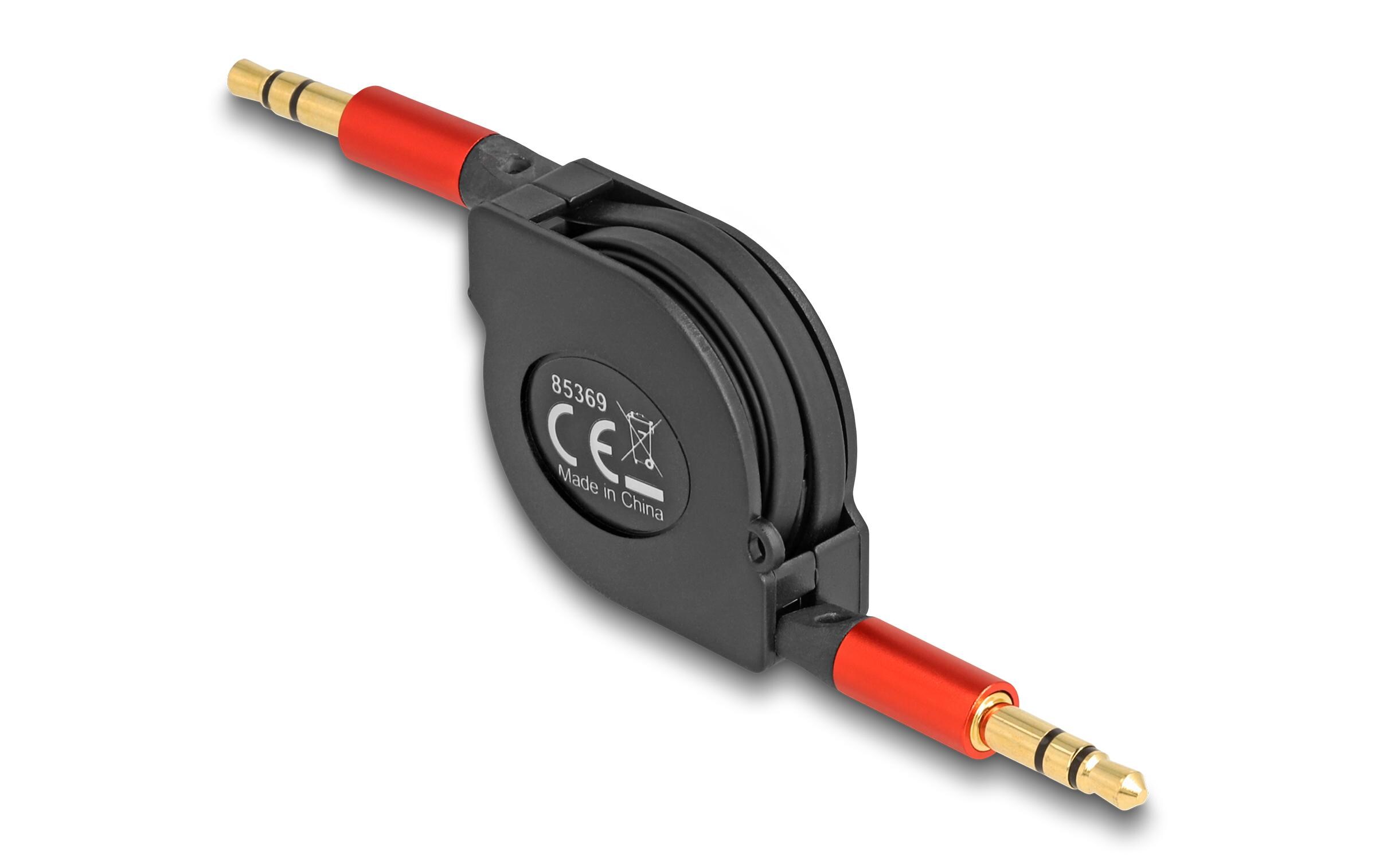 Audio-Kabel aufrollbar 3.5 mm Klinke - 3.5 mm Klinke 0.9 mDelock Audio Aufrollkabel 3.5 mm 3 Pin Klinkenstecker zu Klinkenstecker 90 cm