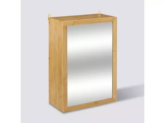 Meuble haut 1 porte Miroir et Étagères modulables en Bambou