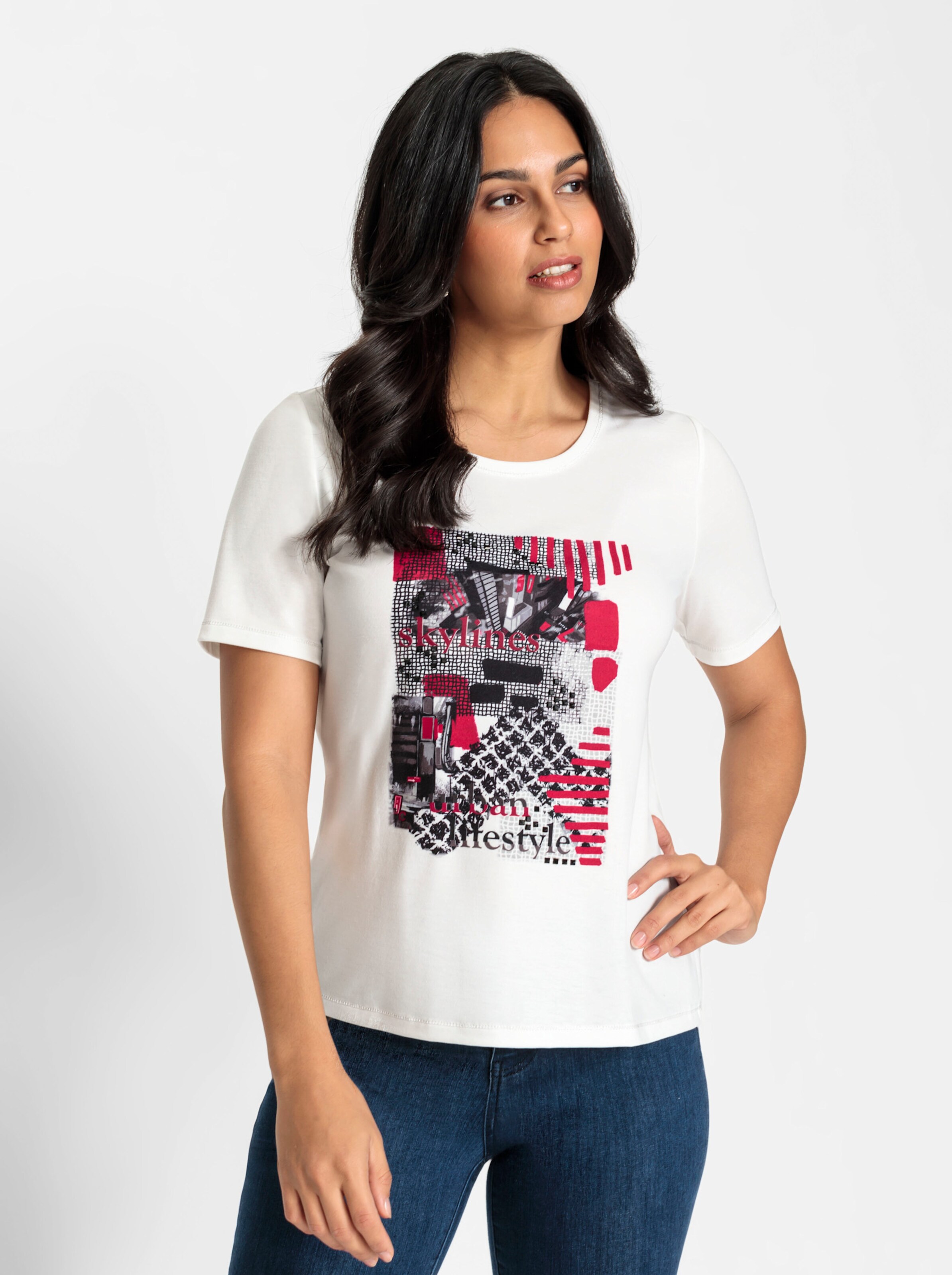 Shirt in ecru-bedruckt