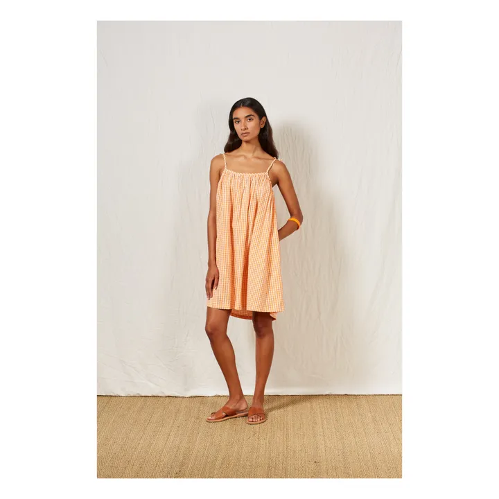 a.p Robe Frederine Seersucker Coton Bio | Orange