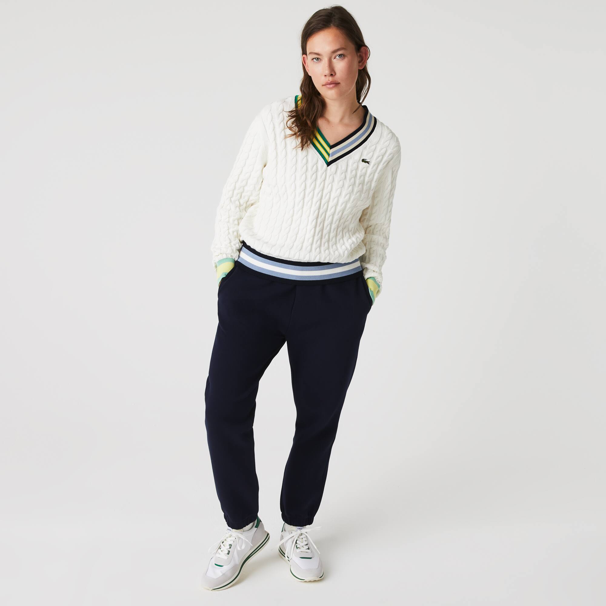 Pantalon de jogging Jogger en coton mélangé uni Pantalons de survêtement - Bleu - Lacoste - Femme