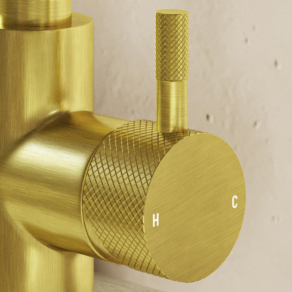 Saniclear Matrix Curved wastafelkraan geborsteld messing - mat goud
