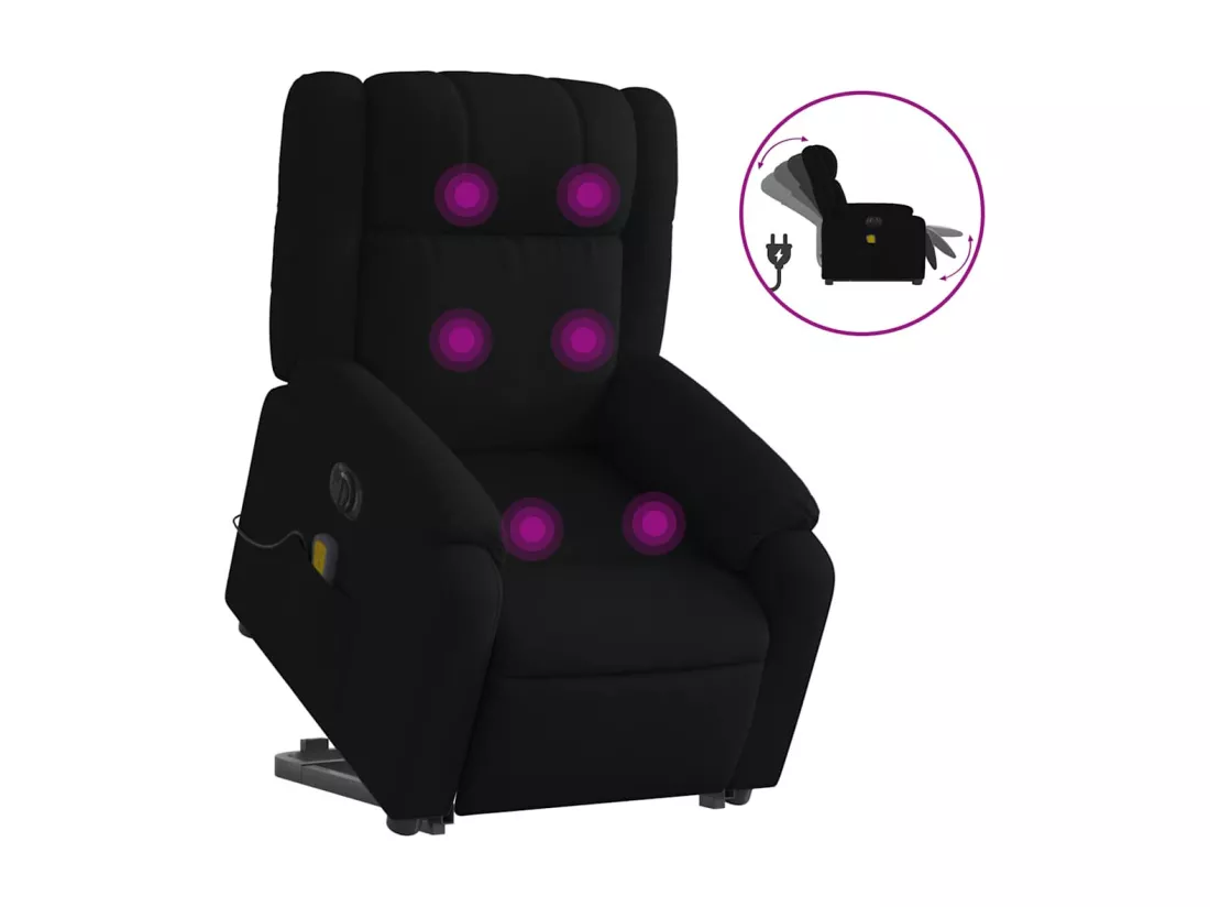 Fauteuil inclinable massant électrique Noir Tissu