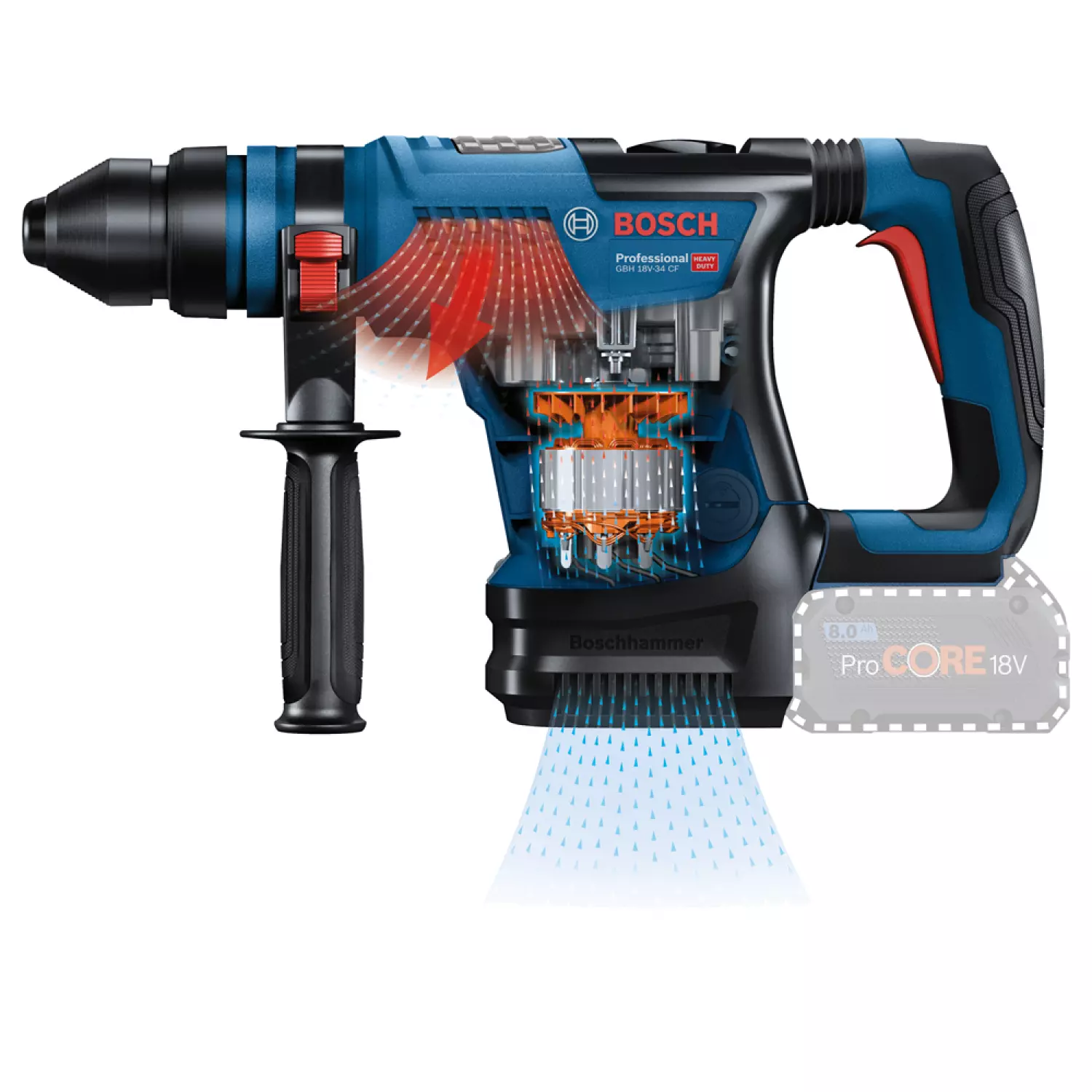 Bosch GBH 18V-34 CF 18V Li-ion accu BiTurbo SDS-Plus boorhamer body in koffer - 5,8J - koolborstelloos