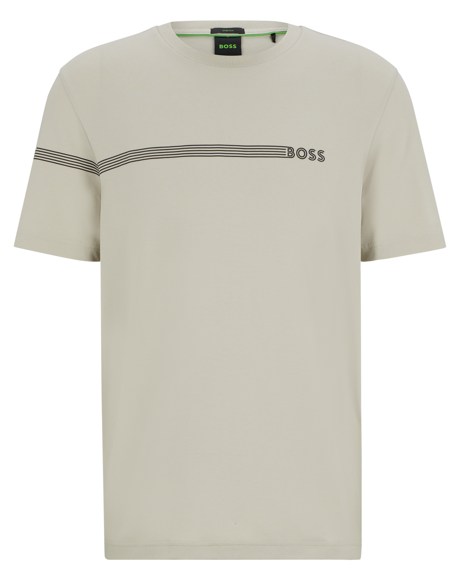 Tee-shirt droit col rond en coton mélangé | Beige