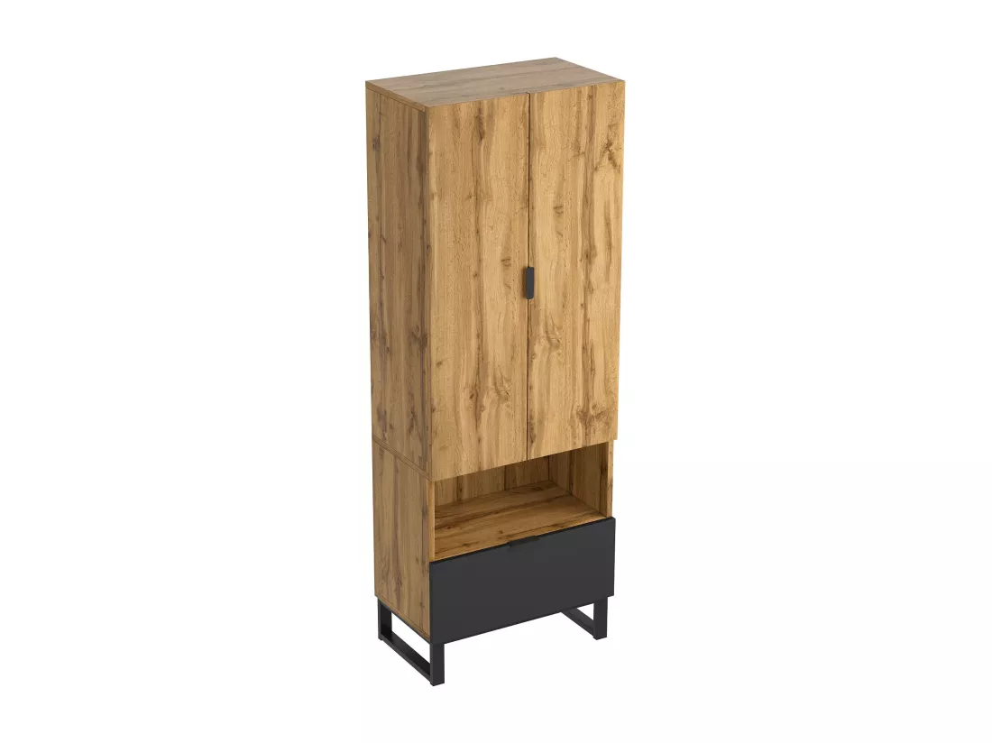 Vestiaire d'entrée avec 2 portes, 1 niche et 1 tiroir - Panneaux de particules - Naturel