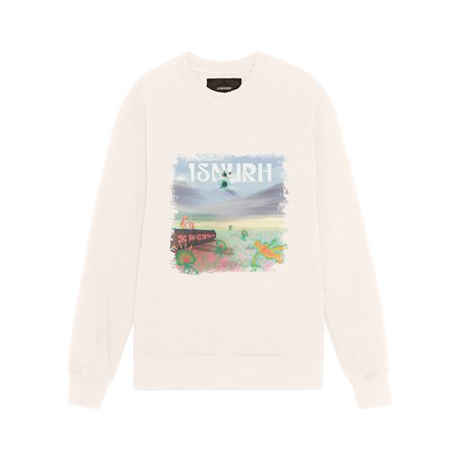 Isnurh Collage Crewneck Sweatshirt, Off White, XL