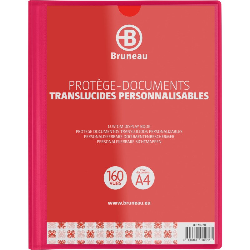 Protège-documents Bruneau polypropylène translucide personnalisable A4 80 pochettes - 160 vues