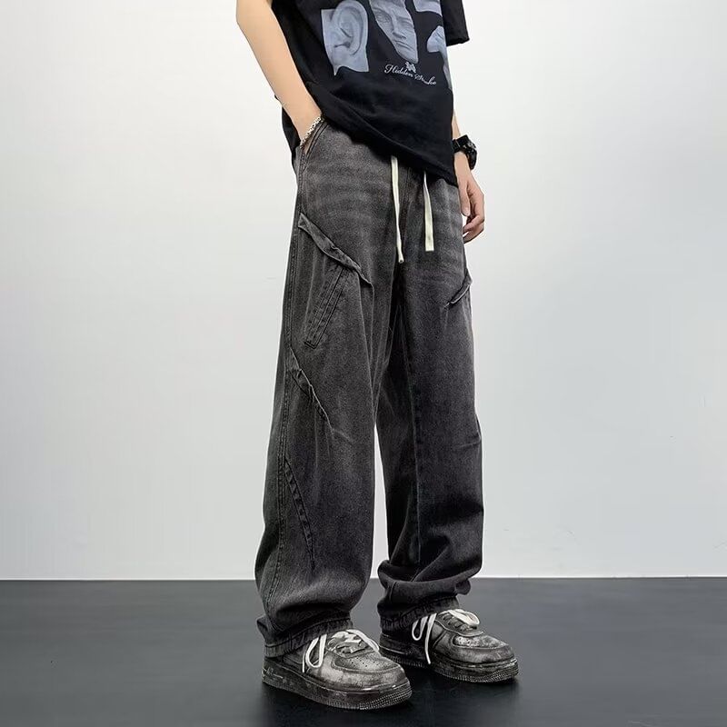 Cowpow - Gewassen losse jeans met trekkoord in de taille
