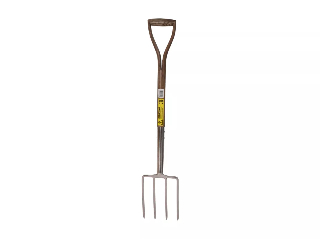 Fourche à bêcher en inox et frêne vieilli grand modèle