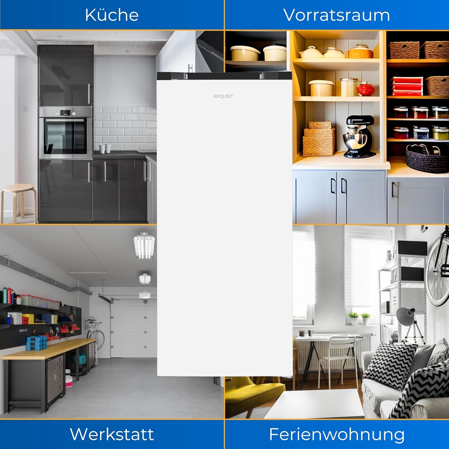 Exquisit Gefrierschrank GS145-051D weiss | Nutzinhalt: 145 L | 2*- & 4*-Gefrieren | Türanschlag wechselbar | 55 cm Breite | Standgerät