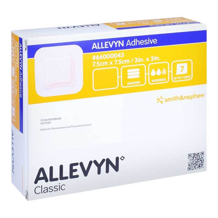 Allevyn Adhesive 7,5x7,5 cm haftende Wundauflage, 3 St