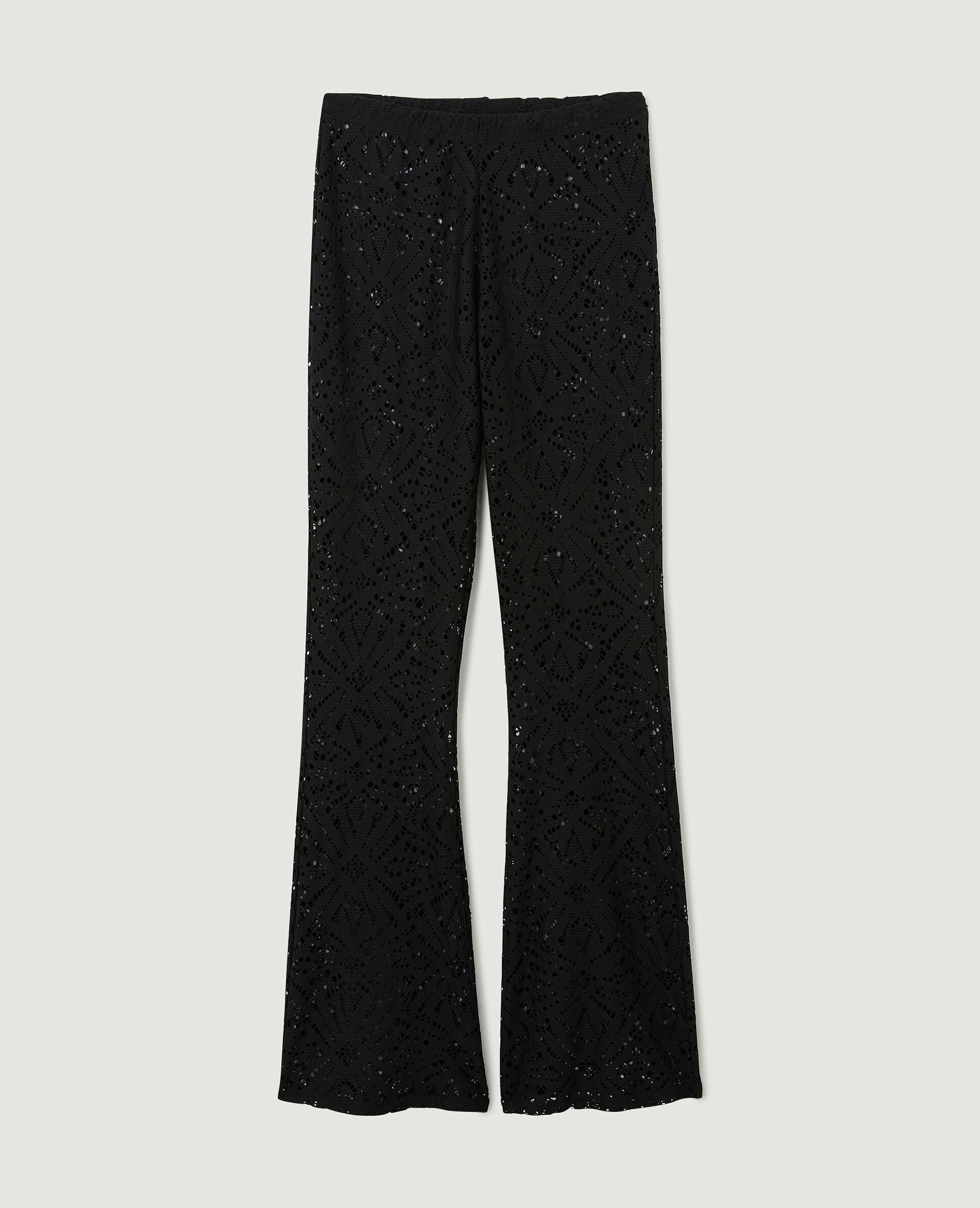 Pantalon flare en maille ajourée - Noir