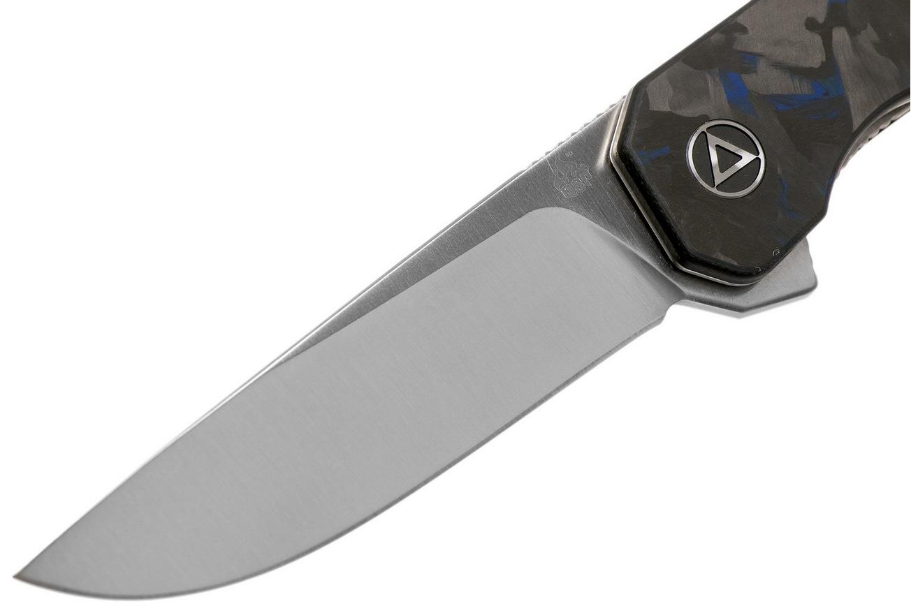 QSP Knife Osprey QS139-G1 Blue Shredded Carbonfiber, Satin, zakmes
