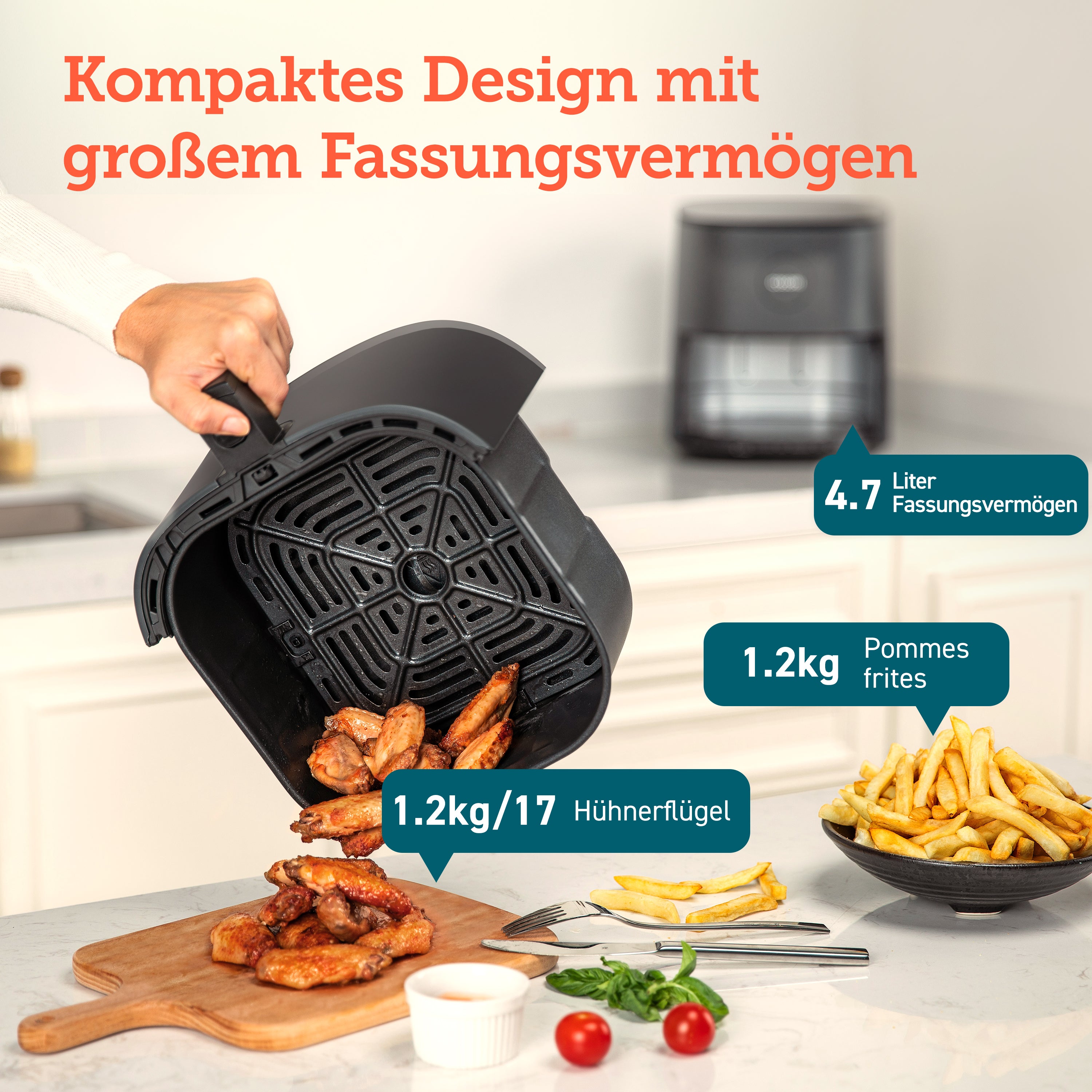 COSORI 4,7-Liter Heißluftfritteuse Dunkelgrau