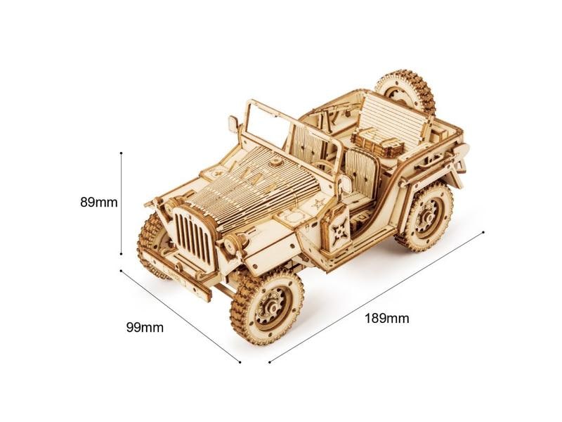 RoboTime Bausatz Army Jeep Geländewagen Militär Jeep 3D Puzzle aus Holz