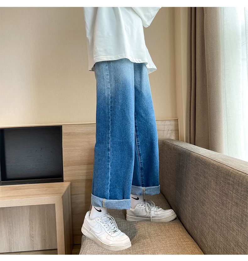 Denimic - Mid Rise Gradient Wide Leg Jeans
