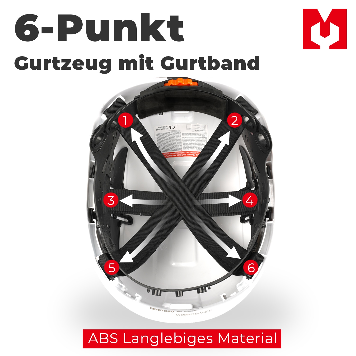 Mustbau Sicherheitshelm-Set - Schutzhelm mit Schutzbrille, Verstellbarer Kopfriemen von 53 bis 63 cm
