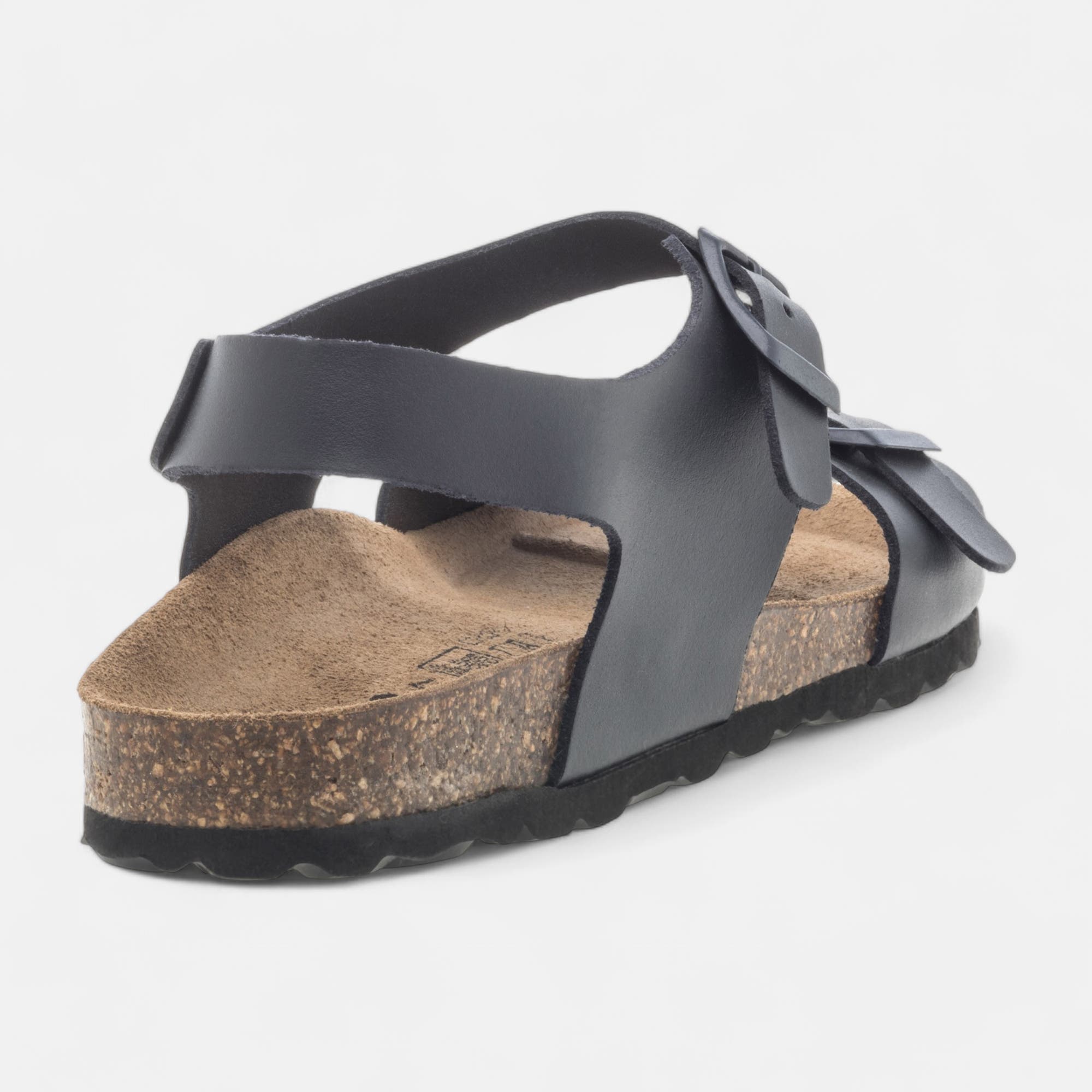 Mules semelle liège Garçon en cuir bleu marine