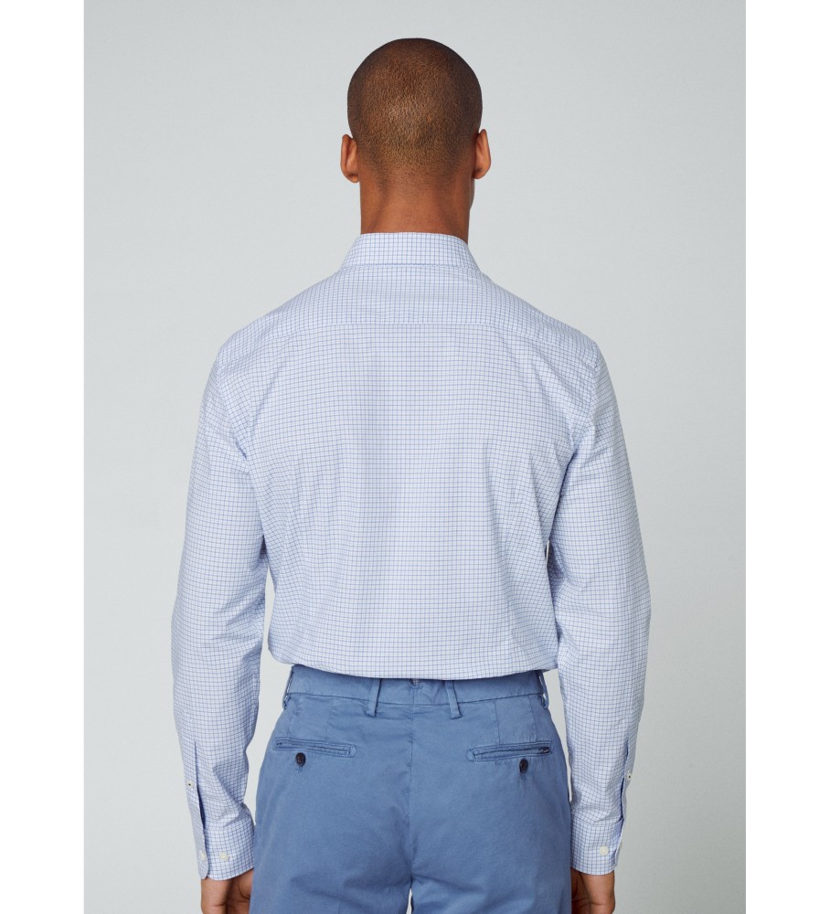 Camisa xadrez Hackett Mel com listras azuis