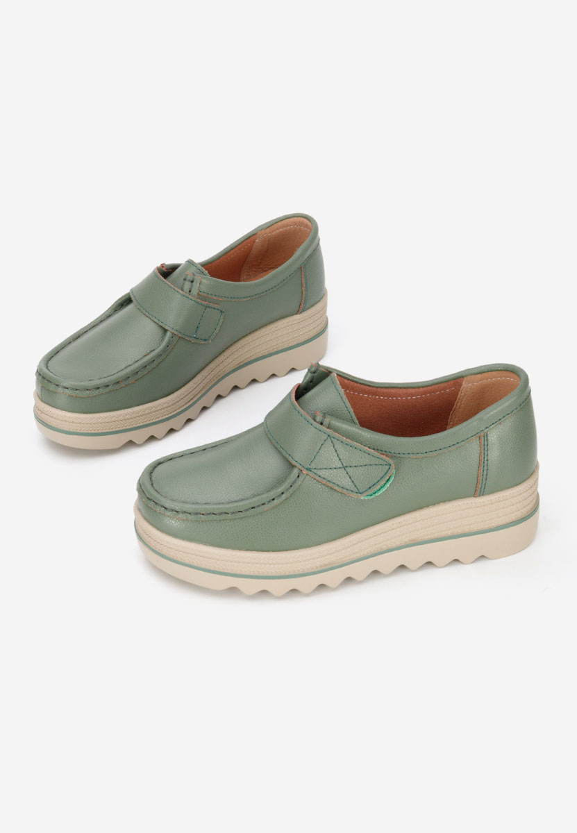 Mocassins femme à plateforme vert Hanina