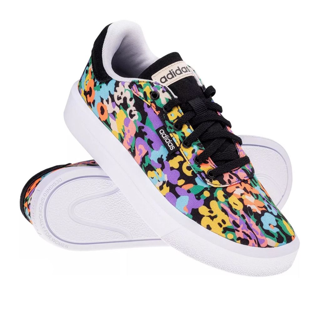 Adidas Performance COURT PLATFORM CLN - Sneakers Femme cblack/ftwwht/ecrtin