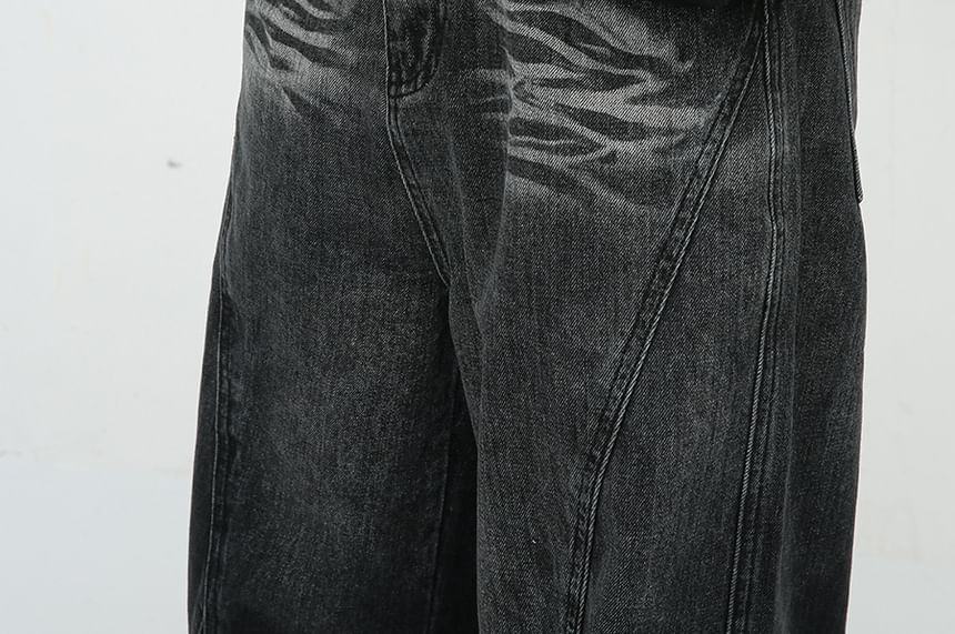 FAERIS - Mid Rise Washed Wide Leg Jeans