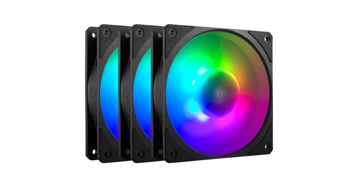 Cooler MasterMobius 120P ARGB 120x120x25 case fans  (Zwart, 3 stuks, 120 x 120 x 25 mm, PWM)
