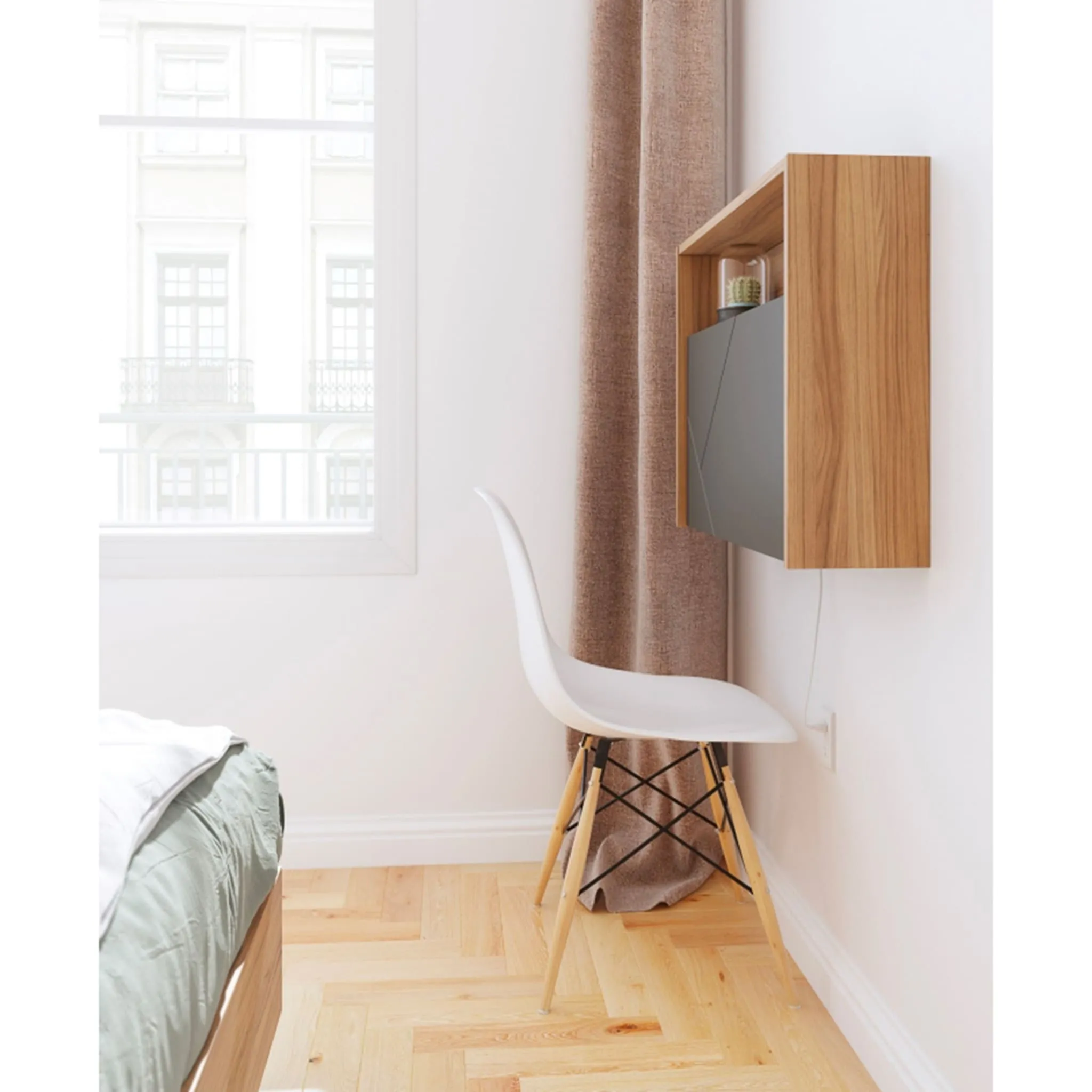 Nexera Bureau Mural Slim - Noyer  Noir