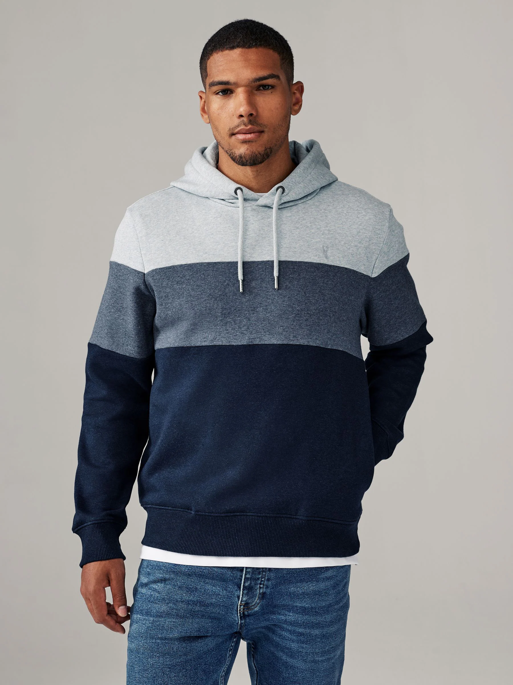 Blauw - Pullover-hoody - Sweatshirt met colourblocking