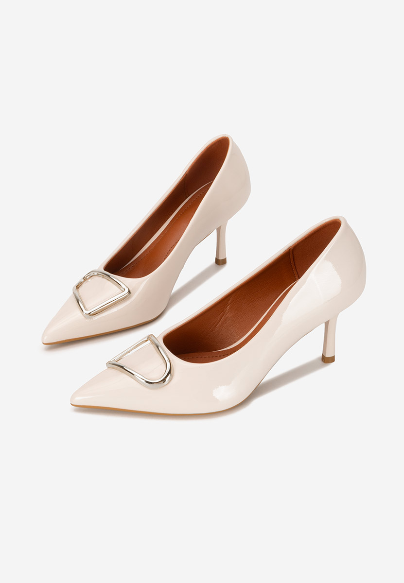 Chaussures vernies à talon beige Berenise