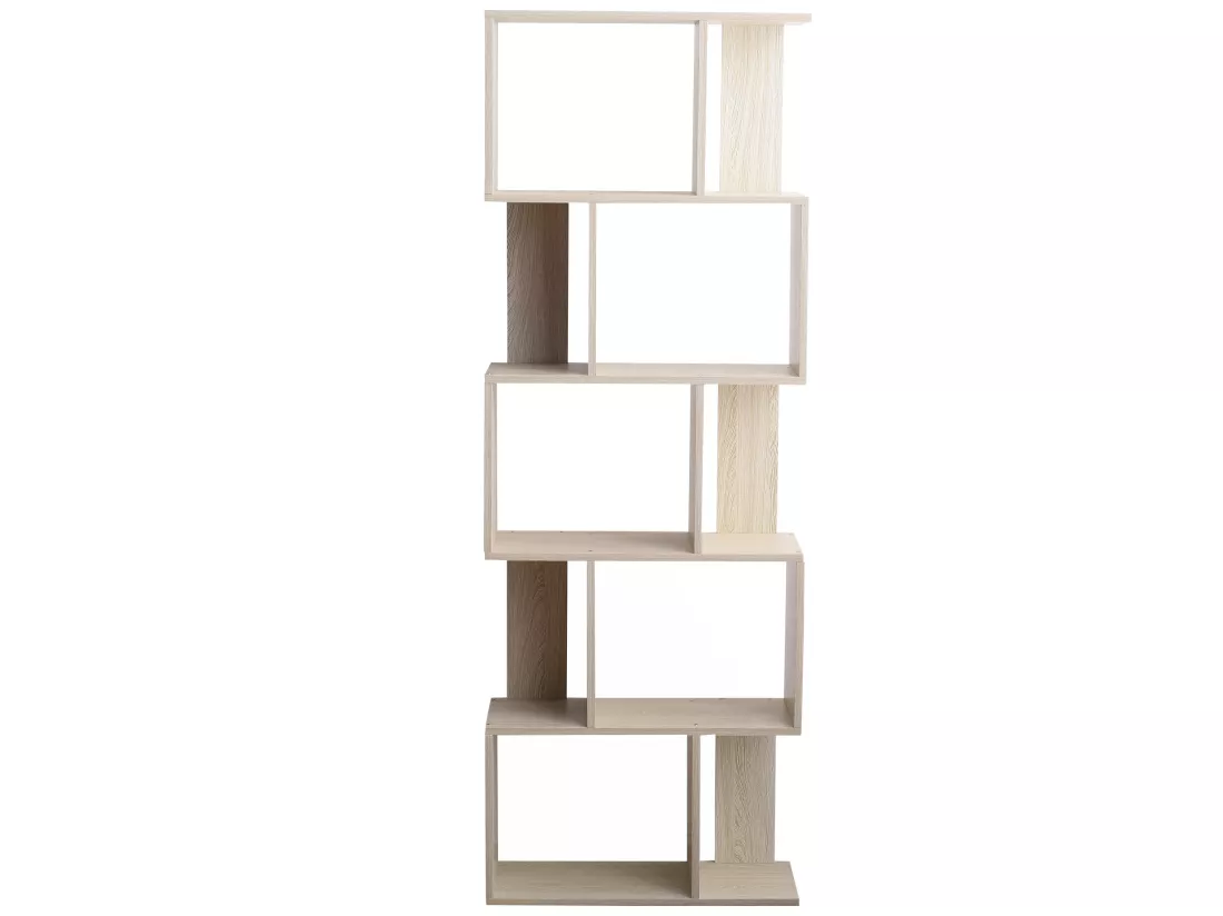 Bibliotheque 5 Etageres Sapin Blanchi Mdf Bureau 169x60x24