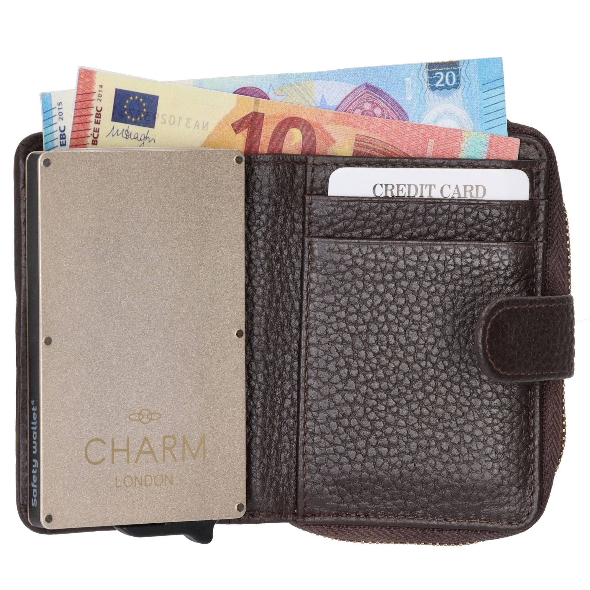 Charm London Washington Creditcard Etui Rits Donkerbruin