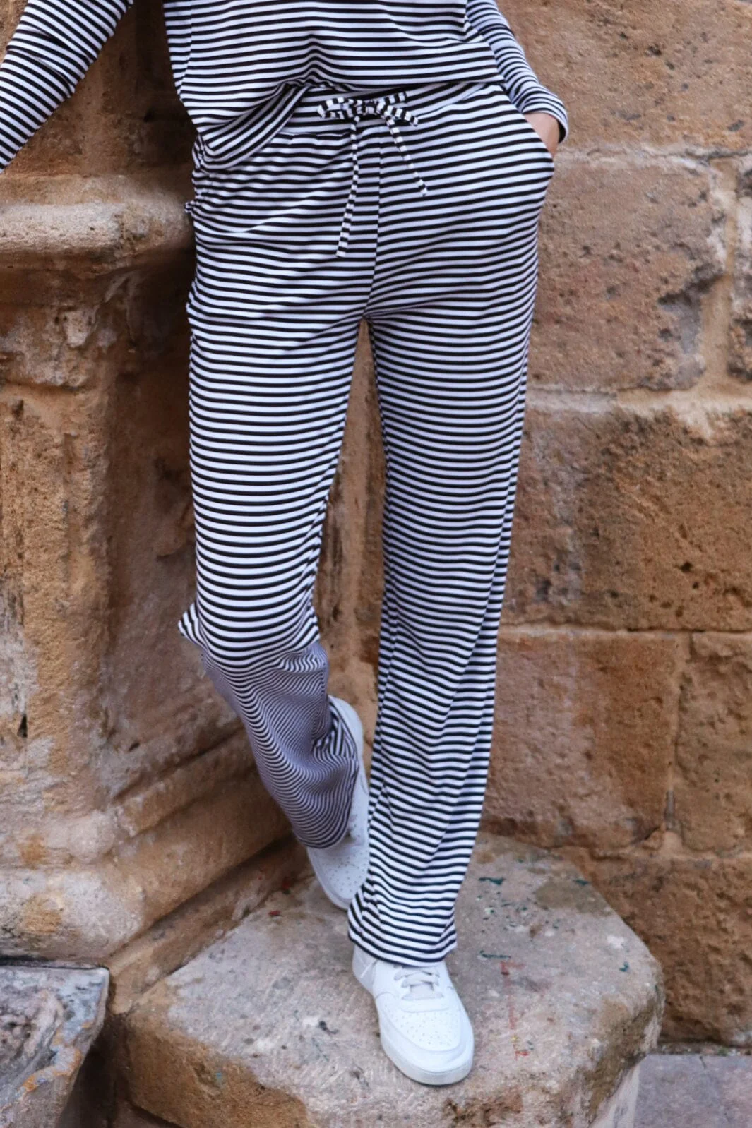 Liberte Natalia-Straight-Pants d brown creme small stripe